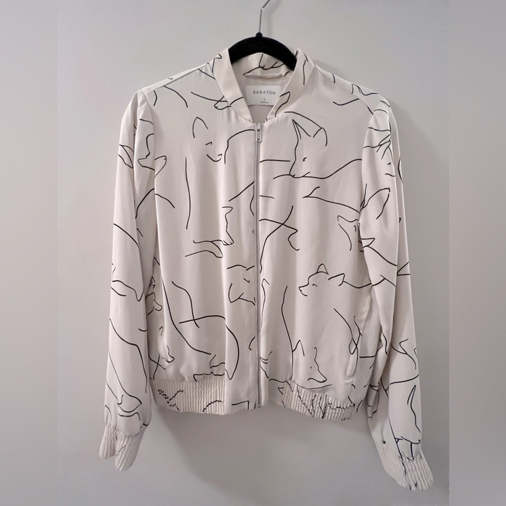 Aritzia Babaton Gilroy Fox print bomber jacket White